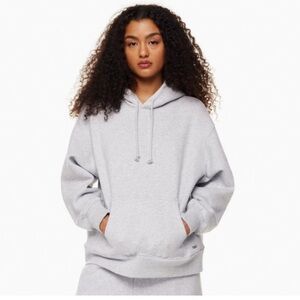 ARITZIA TNA COZY FLEECE BOYFRIEND HOODIE in HEATHER CHROME / size XL